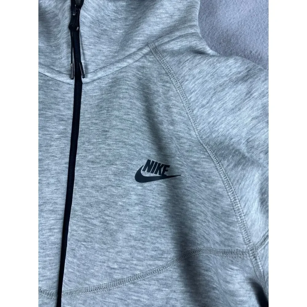 Nike Tech Fleece Hoodie Mens L Gray Full Zip Funnel Neck Raglan Athletic Sports